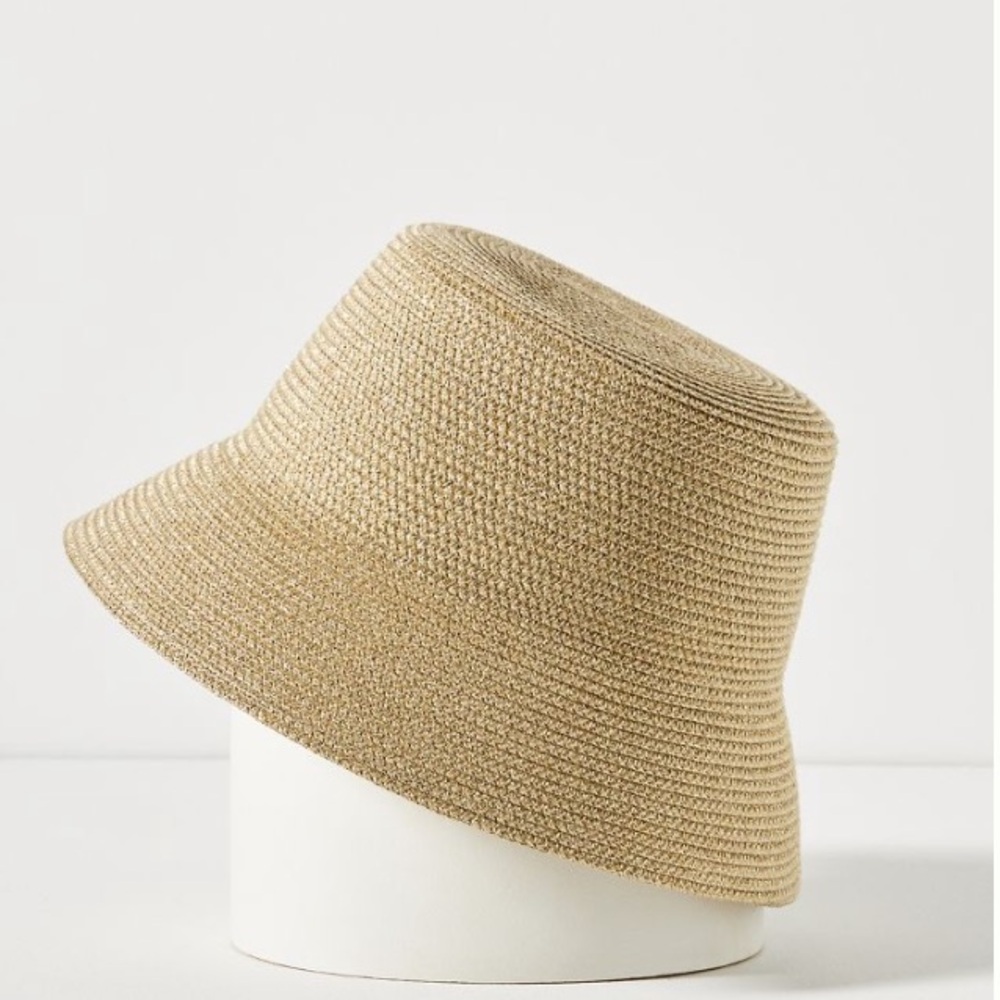 Anthropologie Tan Woven Bucket Hat